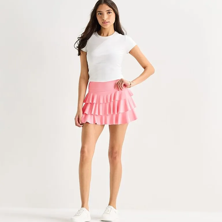 Arizona Womens Juniors Mid Rise Mini Active Pleated Skirt