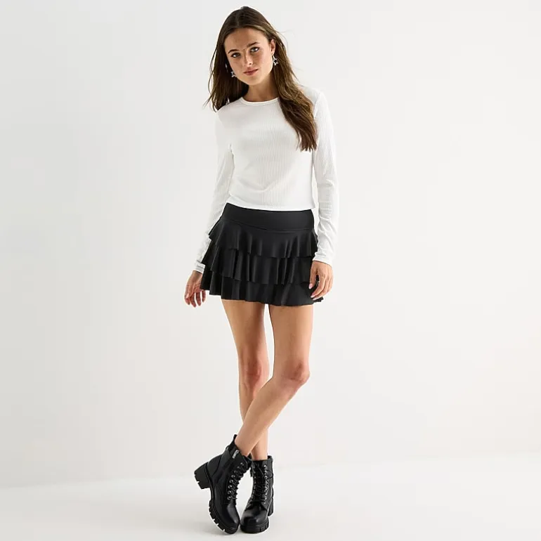 Arizona Womens Juniors Mid Rise Mini Active Pleated Skirt