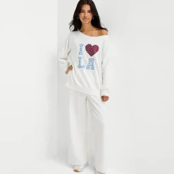 Arizona Womens Juniors Off The Shoulder Long Sleeve Sweatshirt