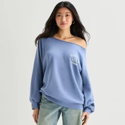 Arizona Womens Juniors Off The Shoulder Long Sleeve Sweatshirt