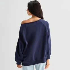 Arizona Womens Juniors Off The Shoulder Long Sleeve Sweatshirt