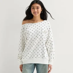 Arizona Womens Juniors Off The Shoulder Long Sleeve Sweatshirt