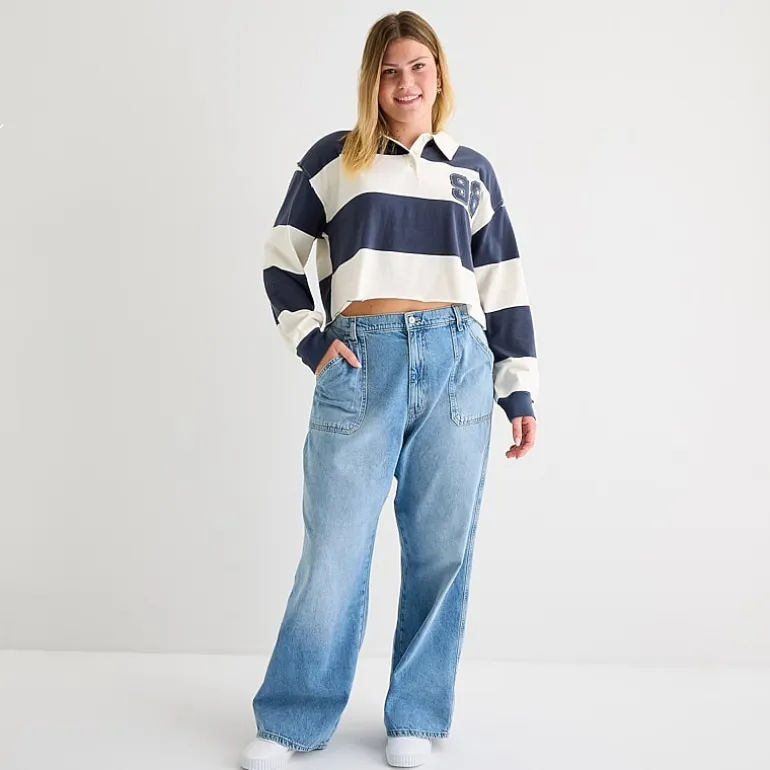 Arizona Womens Juniors Plus Highest Rise Straight Leg Jean