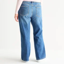 Arizona Womens Juniors Plus High Rise Stretch Fabric Straight Leg Jean