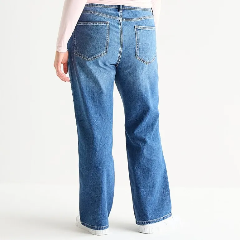 Arizona Womens Juniors Plus High Rise Stretch Fabric Straight Leg Jean
