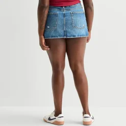 Arizona Womens Juniors Plus High Rise Denim Skirt