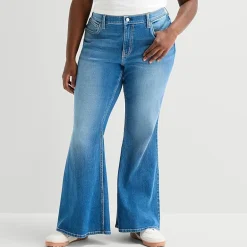 Arizona Womens Juniors Plus Low Rise Flare Leg Jean