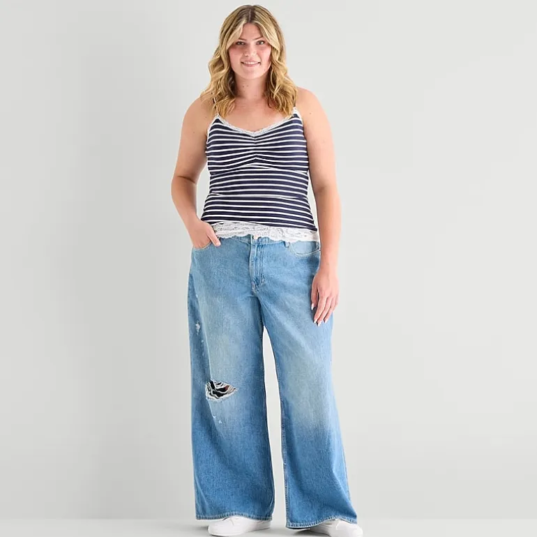 Arizona Womens Juniors Plus Low Rise Baggy Fit Jean