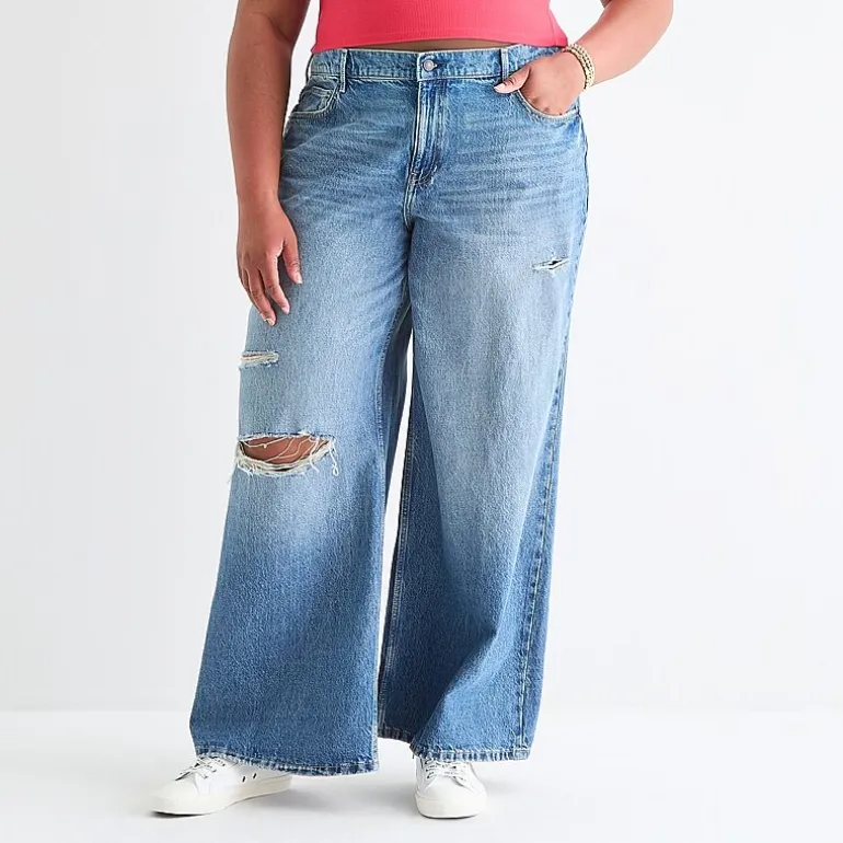 Arizona Womens Juniors Plus Low Rise Baggy Fit Jean