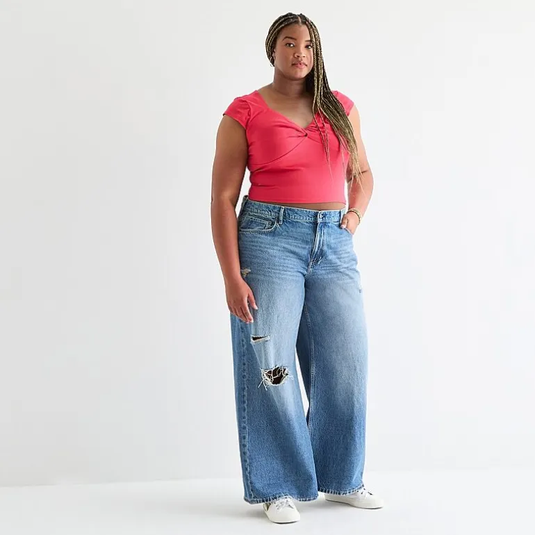 Arizona Womens Juniors Plus Low Rise Baggy Fit Jean