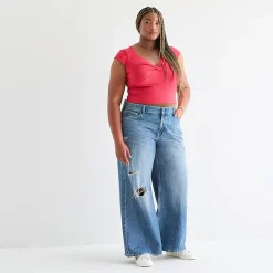 Arizona Womens Juniors Plus Low Rise Baggy Fit Jean