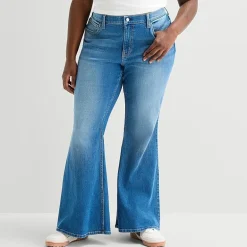 Arizona Womens Juniors Plus Low Rise Flare Leg Jean