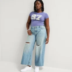 Arizona Womens Juniors Plus Low Rise Baggy Fit Jean