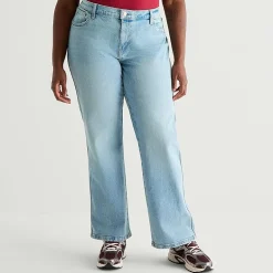 Arizona Womens Juniors Plus Low Rise Straight Leg Jean