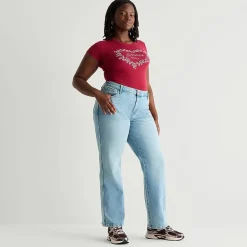 Arizona Womens Juniors Plus Low Rise Straight Leg Jean