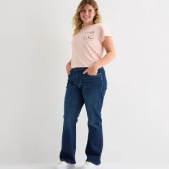 Arizona Womens Juniors Plus Mid Rise Bootcut Jean