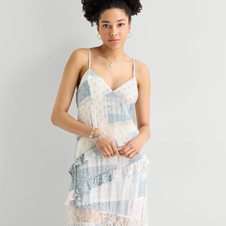 Arizona Womens Juniors Round Neck Short Sleeve Fit + Flare Dress