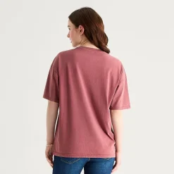 Arizona Womens Juniors Round Neck Short Sleeve Oversized Graphic T-Shirt