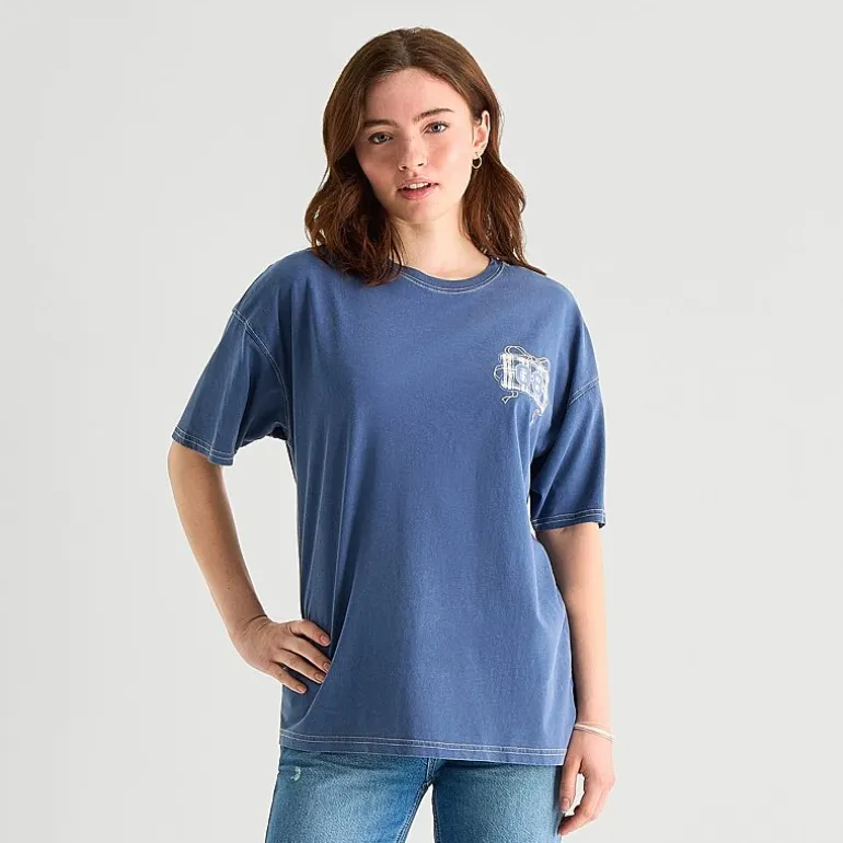 Arizona Womens Juniors Round Neck Short Sleeve Oversized Graphic T-Shirt