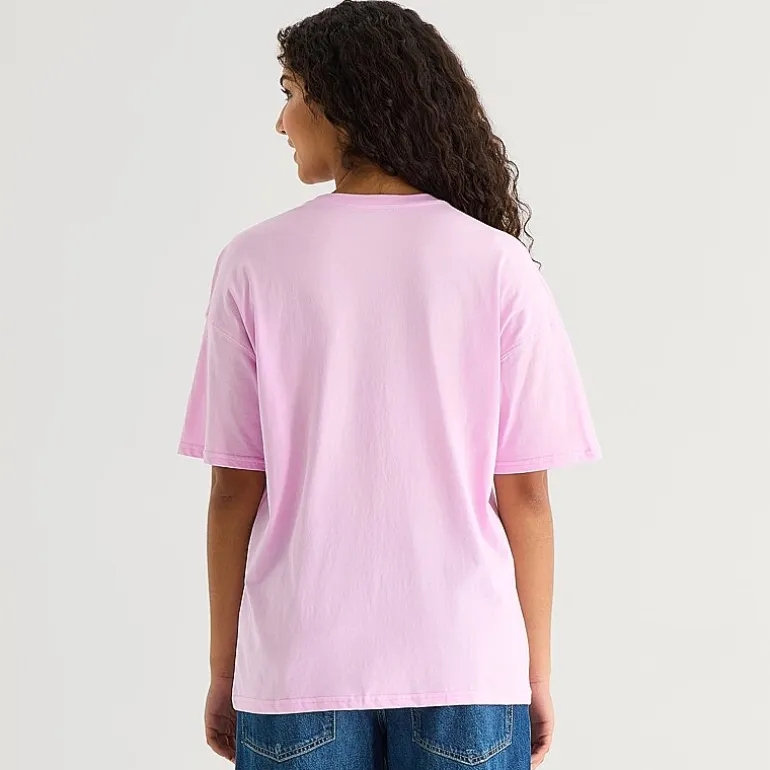 Arizona Womens Juniors Round Neck Short Sleeve Oversized Graphic T-Shirt