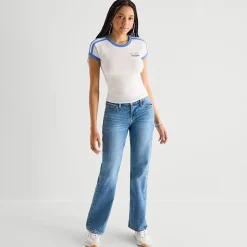Arizona Womens Juniors Round Neck Short Sleeve Regular Fit Graphic T-Shirt