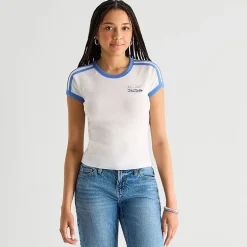 Arizona Womens Juniors Round Neck Short Sleeve Regular Fit Graphic T-Shirt