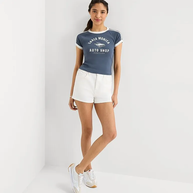 Arizona Womens Juniors Round Neck Short Sleeve Regular Fit Graphic T-Shirt