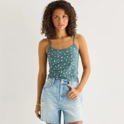 Arizona Womens Juniors Scoop Neck Sleeveless Tank Top
