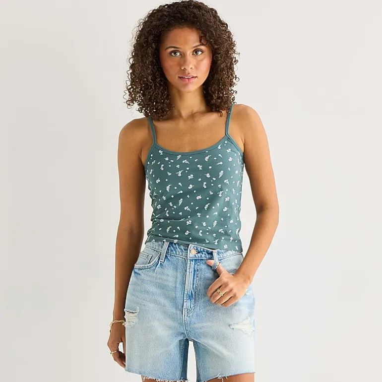 Arizona Womens Juniors Scoop Neck Sleeveless Tank Top