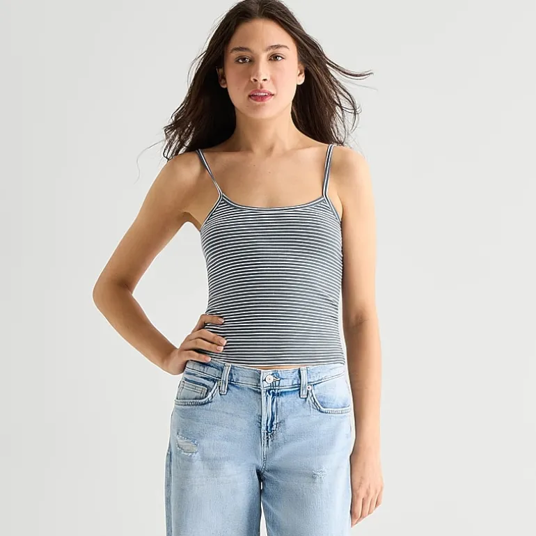 Arizona Womens Juniors Scoop Neck Sleeveless Tank Top