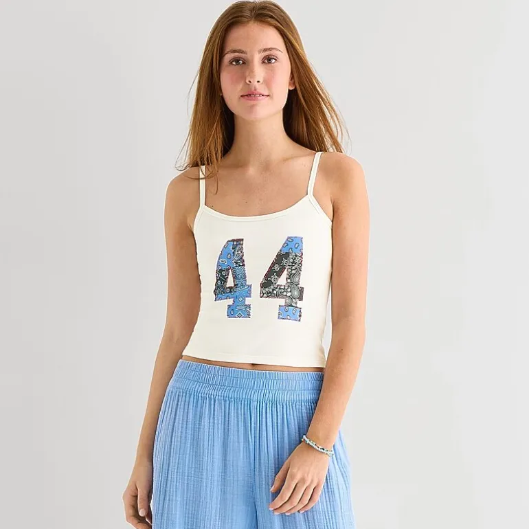 Arizona Womens Juniors Scoop Neck Sleeveless Tank Top