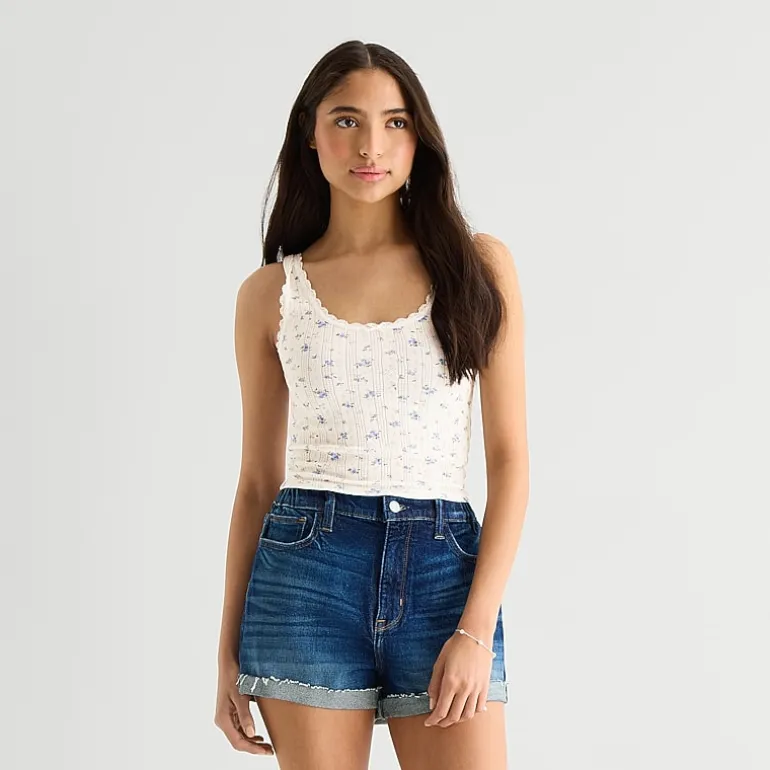 Arizona Womens Juniors Scoop Neck Sleeveless Tank Top