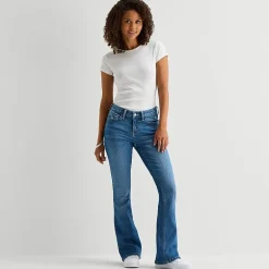 Arizona Womens Juniors Short Low Rise Bootcut Jean