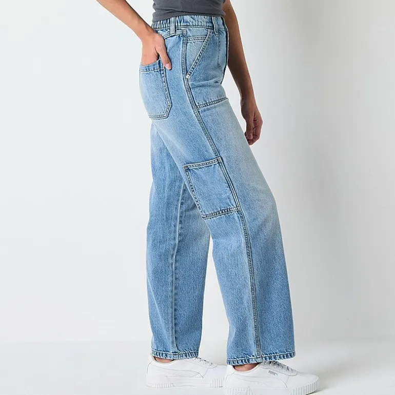 Arizona Womens Juniors Short Highest Rise Straight Leg Jean