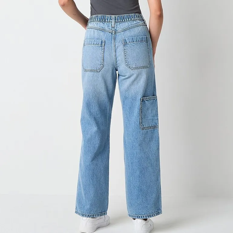 Arizona Womens Juniors Short Highest Rise Straight Leg Jean