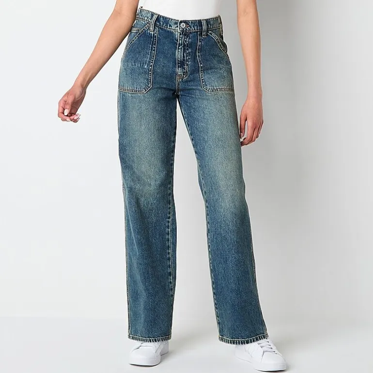 Arizona Womens Juniors Short Highest Rise Straight Leg Jean