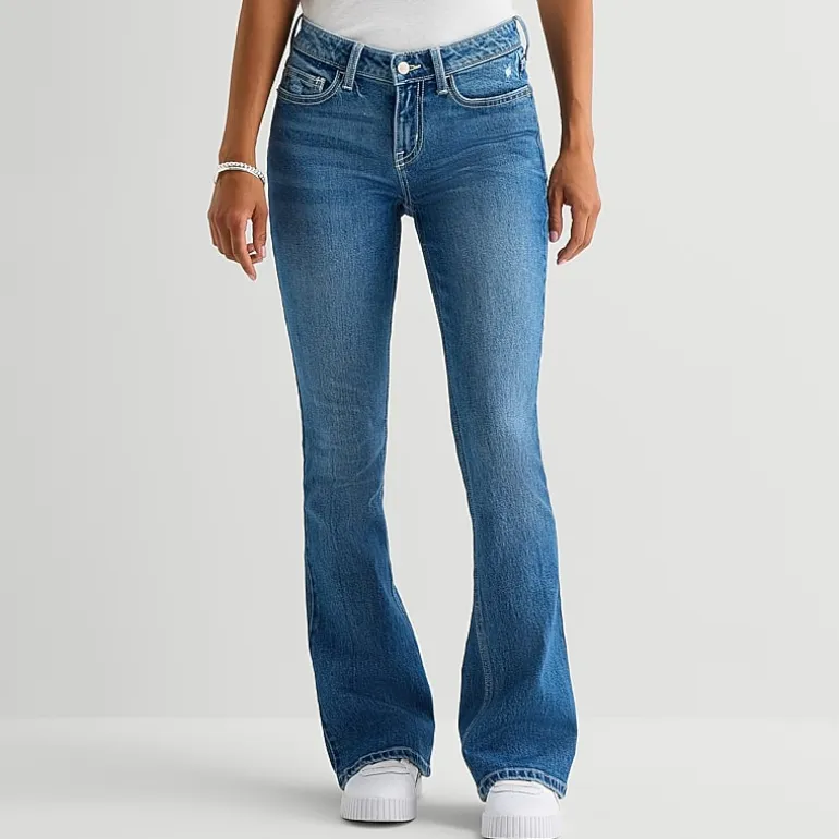 Arizona Womens Juniors Short Low Rise Bootcut Jean