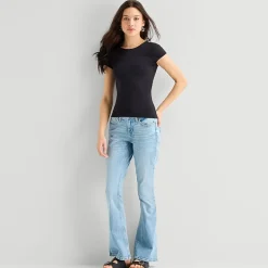 Arizona Womens Juniors Short Low Rise Bootcut Jean