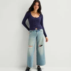 Arizona Womens Juniors Short Low Rise Baggy Fit Jean