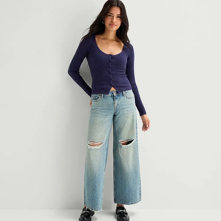 Arizona Womens Juniors Short Low Rise Baggy Fit Jean