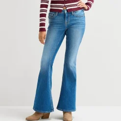 Arizona Womens Juniors Short Low Rise Flare Leg Jean