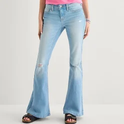 Arizona Womens Juniors Short Low Rise Flare Leg Jean