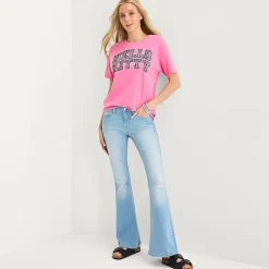 Arizona Womens Juniors Short Low Rise Flare Leg Jean