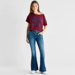 Arizona Womens Juniors Short Low Rise Flare Leg Jean
