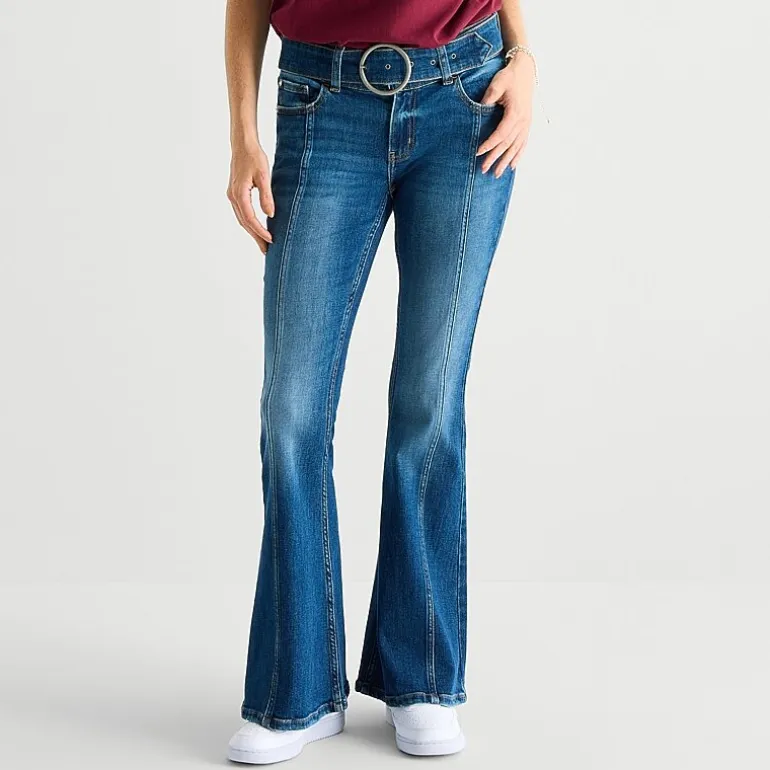 Arizona Womens Juniors Short Low Rise Flare Leg Jean