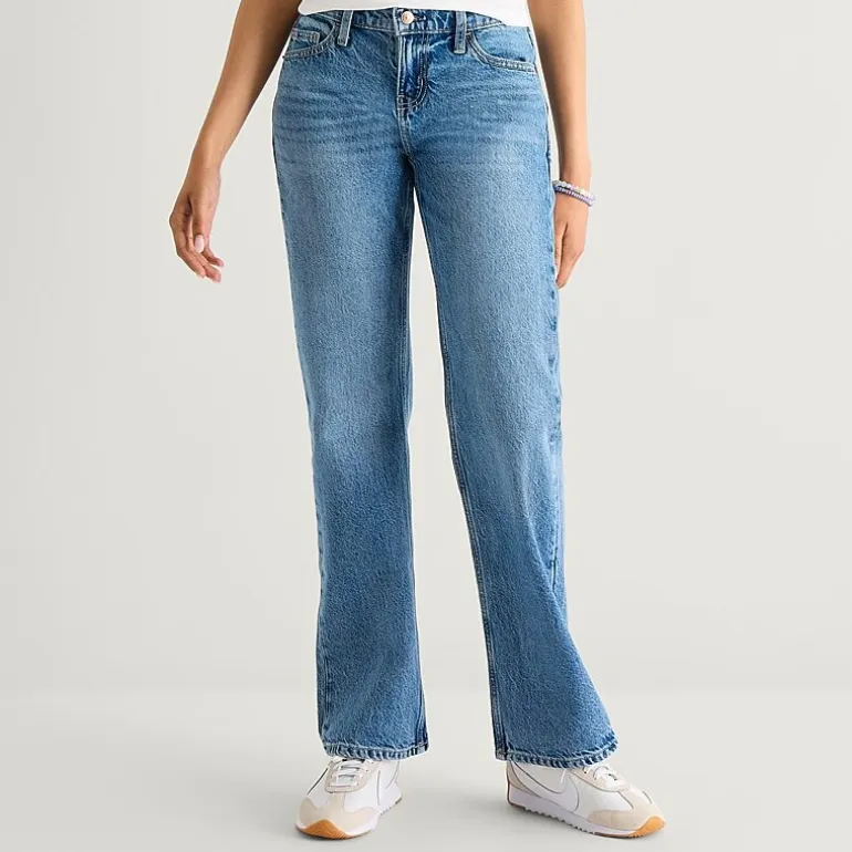 Arizona Womens Juniors Short Low Rise Straight Leg Jean