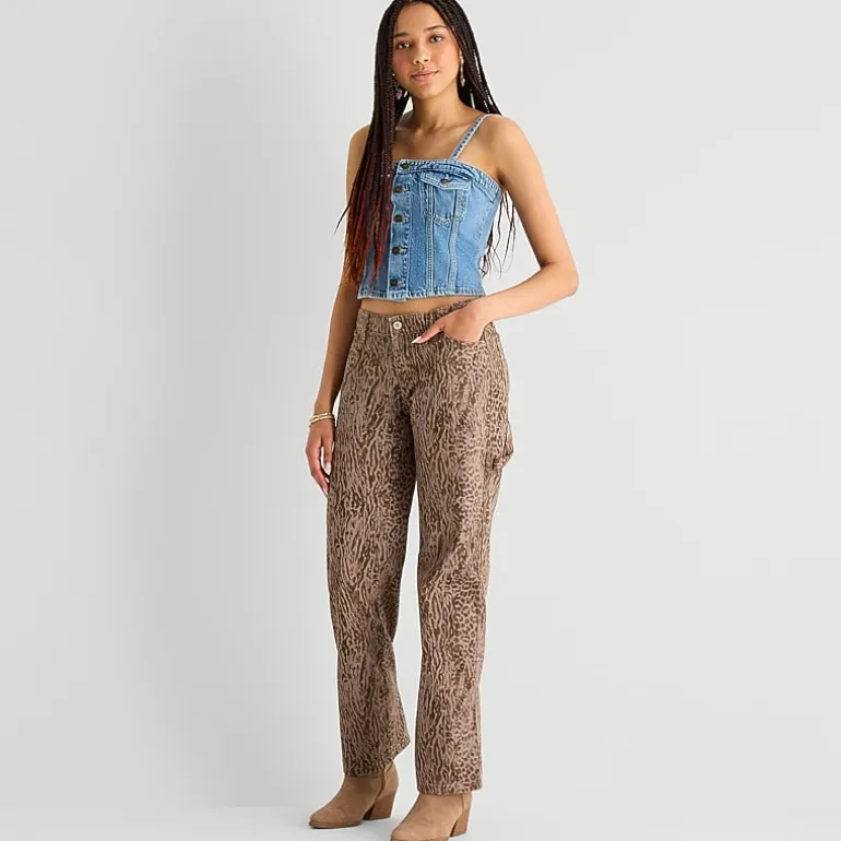 Arizona Womens Juniors Short Low Rise Straight Leg Jean