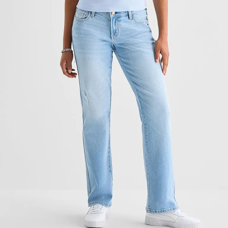 Arizona Womens Juniors Short Low Rise Straight Leg Jean