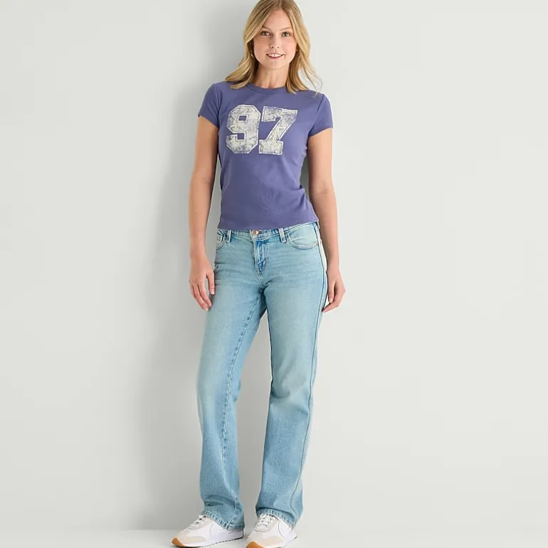 Arizona Womens Juniors Short Low Rise Straight Leg Jean