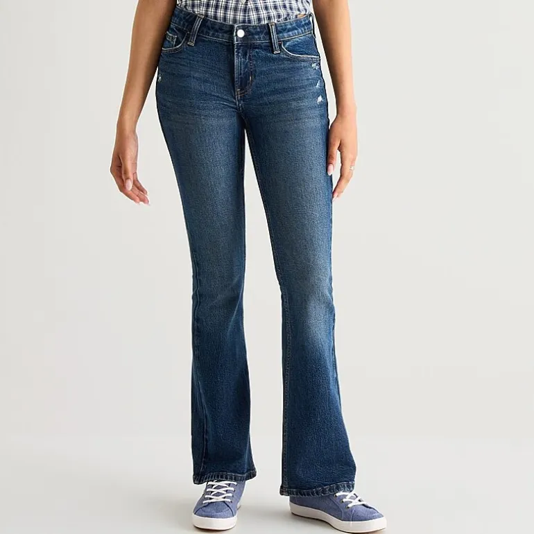 Arizona Womens Juniors Short Low Rise Bootcut Jean